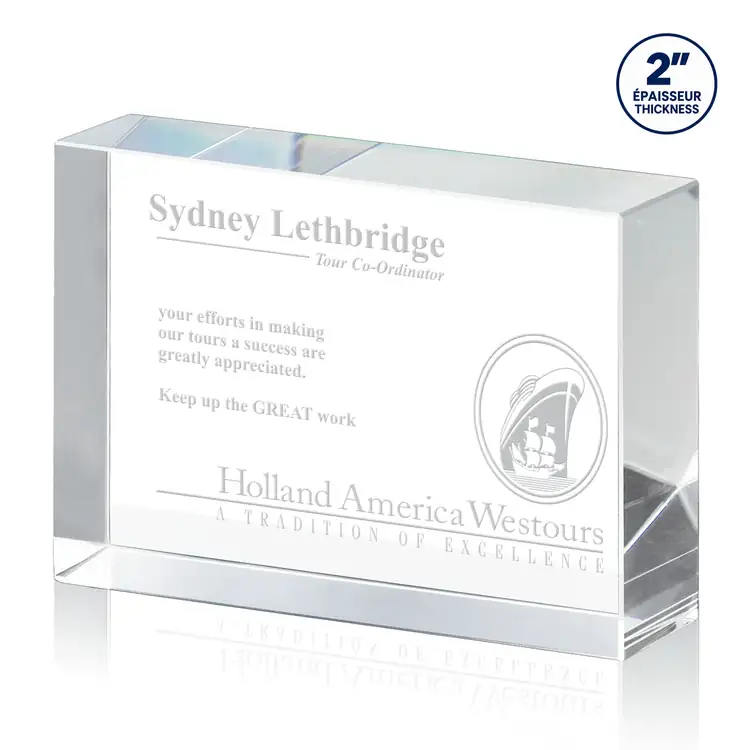 York Optical Crystal Award - Freestanding Rectangle - Deep Etch #2