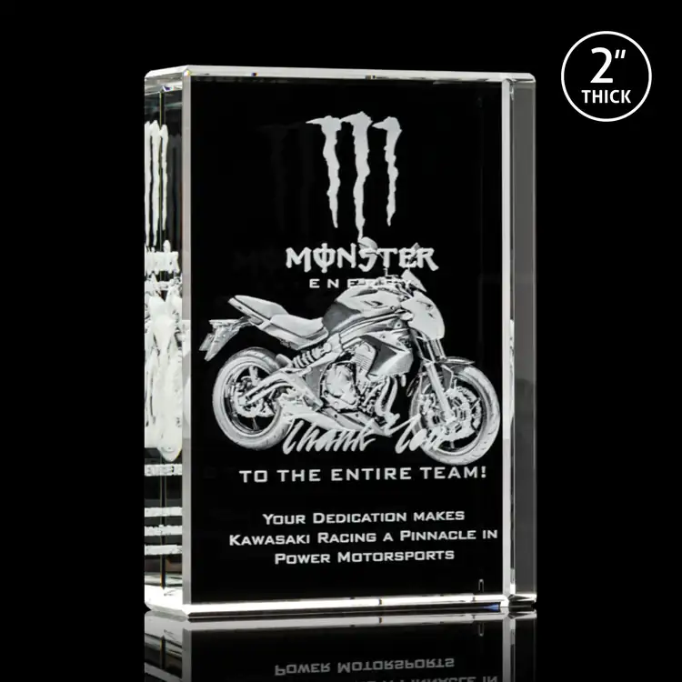 York Optical Crystal Award - Freestanding Rectangle - 3D Engraving #2
