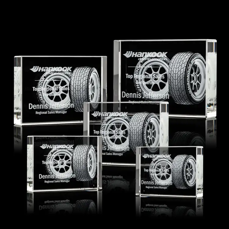 York Optical Crystal Award - Freestanding Rectangle - 3D Engraving