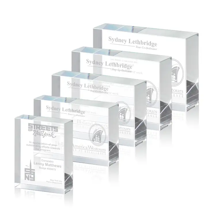 York Optical Crystal Award - Freestanding Rectangle - Deep Etch