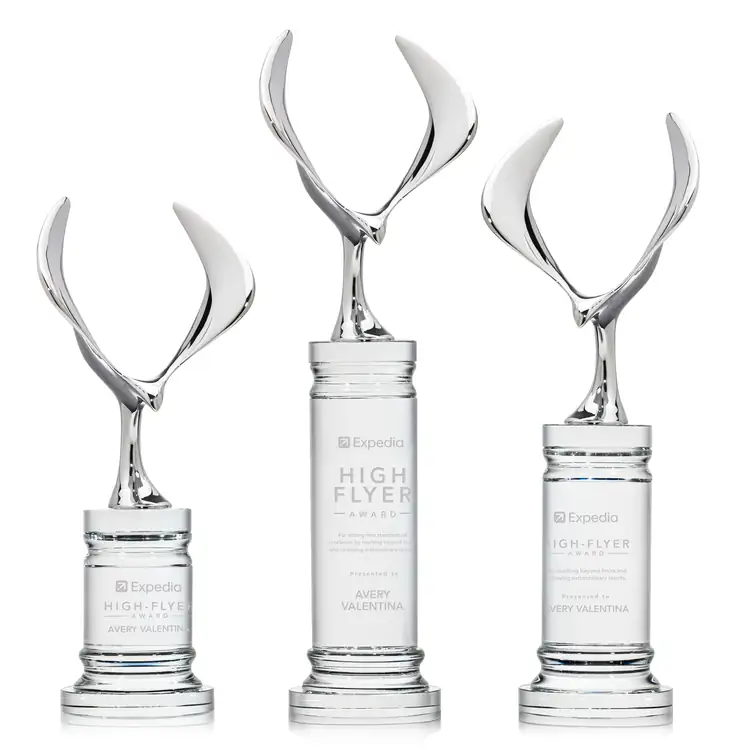 Maverick Eagle Metal and Crystal Award on Colverstone Base - Deep Etch