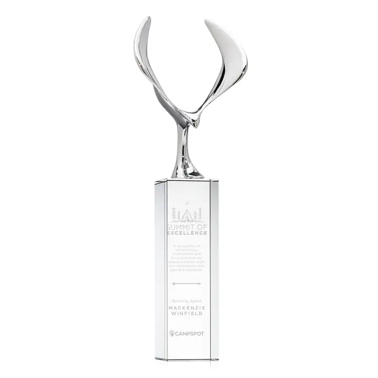 Trophée aigle Maverick en métal et cristal sur socle Dakota - Gravure #2