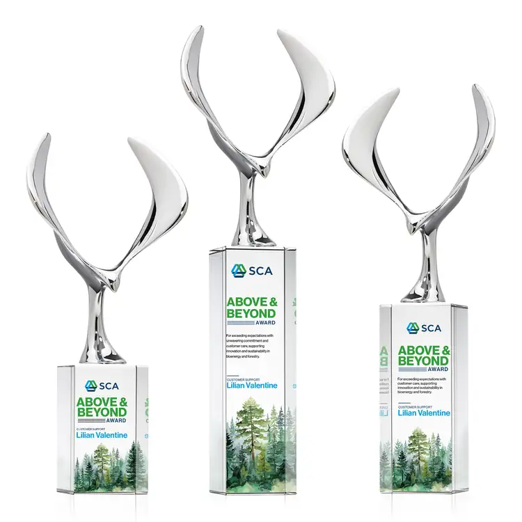 Trophée aigle Maverick en métal et cristal sur socle Dakota - Multicolore