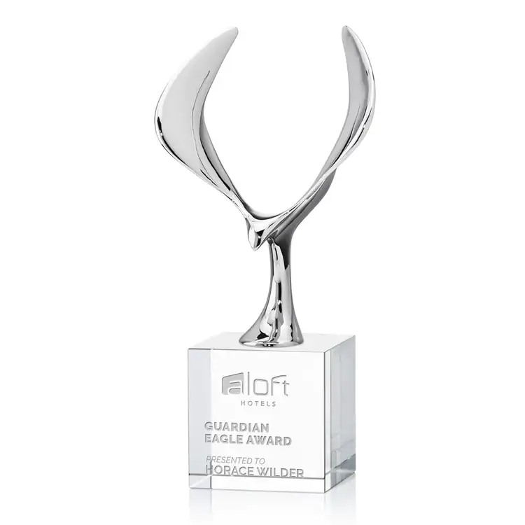 Maverick Eagle Metal and Crystal Award on Granby Base - Deep Etch #2