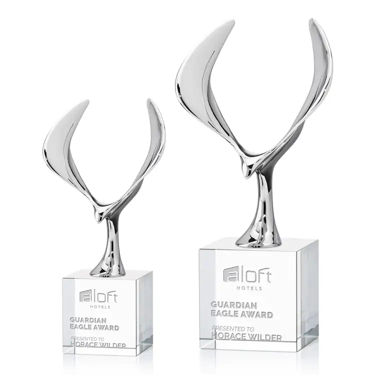Maverick Eagle Metal and Crystal Award on Granby Base - Deep Etch