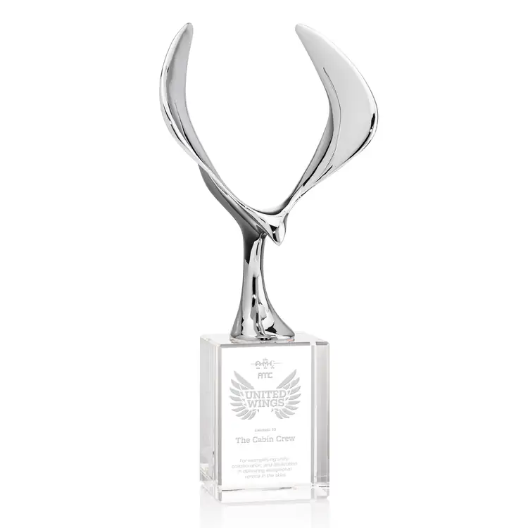Maverick Eagle Metal and Crystal Award on Lexington Base - Deep Etch #2