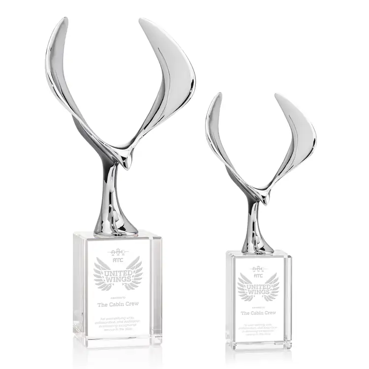 Maverick Eagle Metal and Crystal Award on Lexington Base - Deep Etch