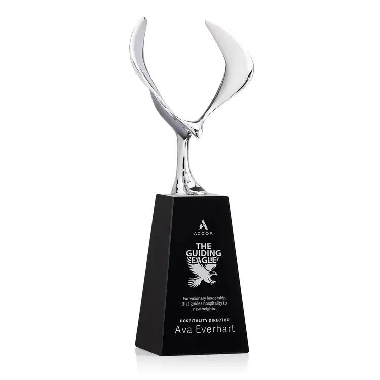 Maverick Eagle Metal and Crystal Award on Black Novita Base - Laser Engraving #2