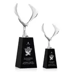 Trophée aigle Maverick en métal et cristal sur socle Novita noir - Gravure