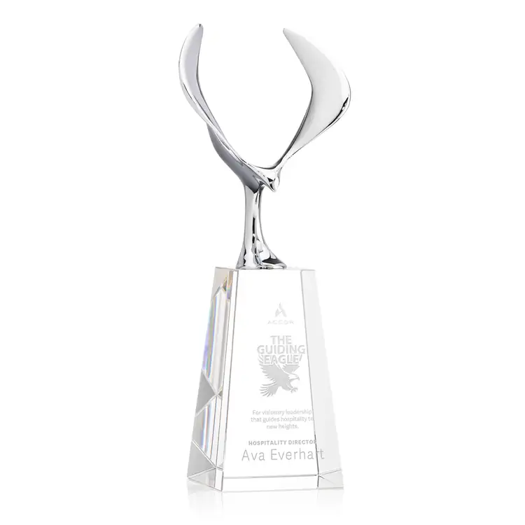 Maverick Eagle Metal and Crystal Award on Clear Novita Base - Deep Etch #2