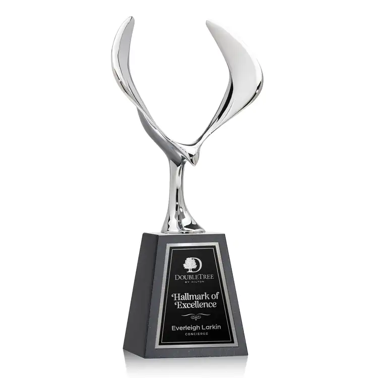 Maverick Eagle Metal Award on Tall Marble Base - Laser Engraving #2