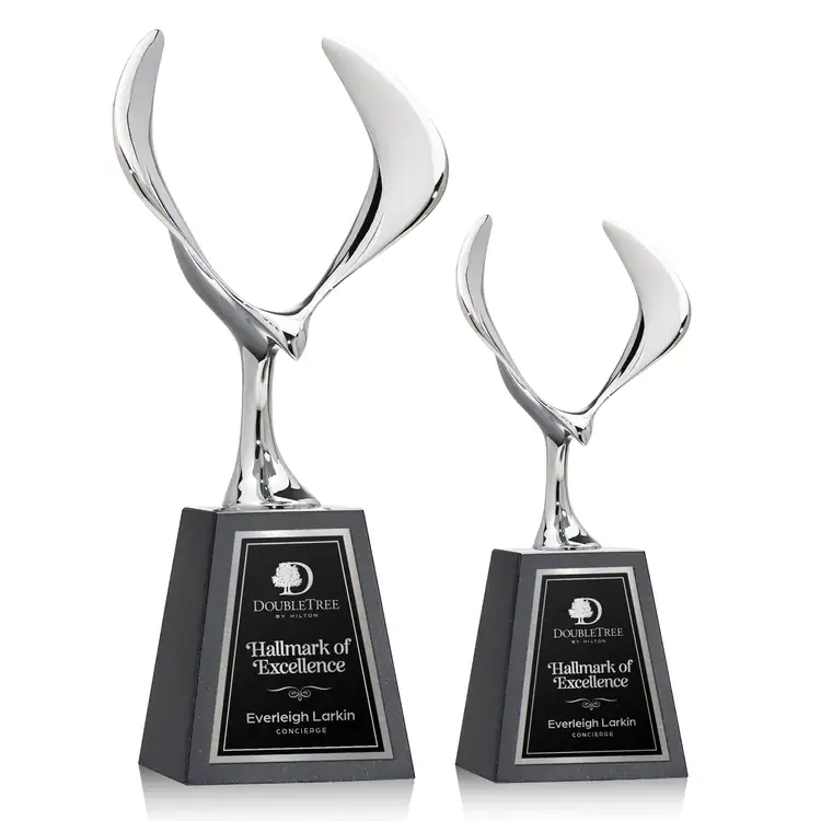 Maverick Eagle Metal Award on Tall Marble Base - Laser Engraving