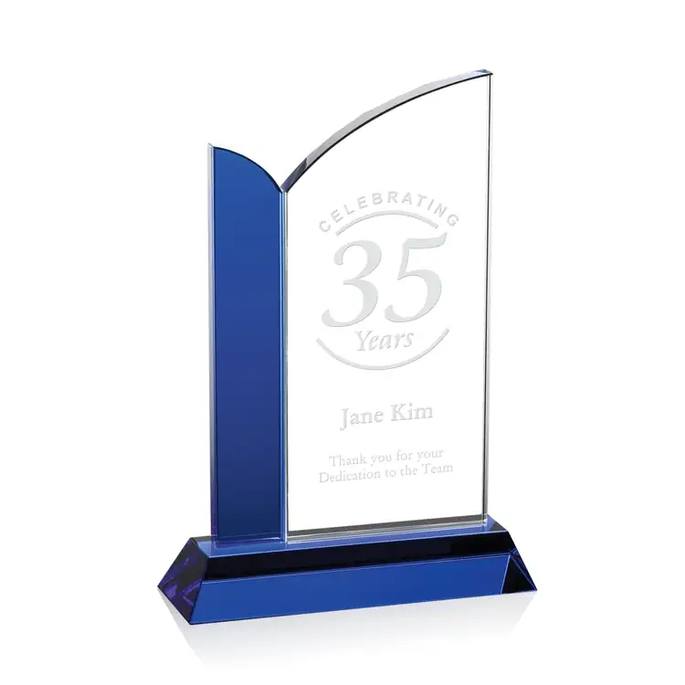 Leonora Arched Blue Optical Crystal Award #2