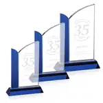 Trophée arqué Leonora en cristal optique bleu