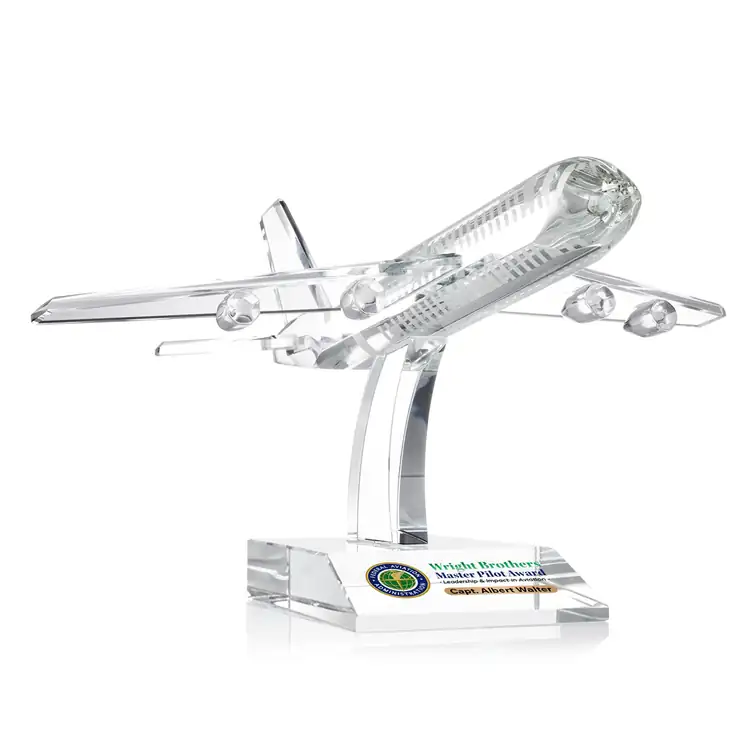 Airplane Optical Crystal Award - Multicolor #3