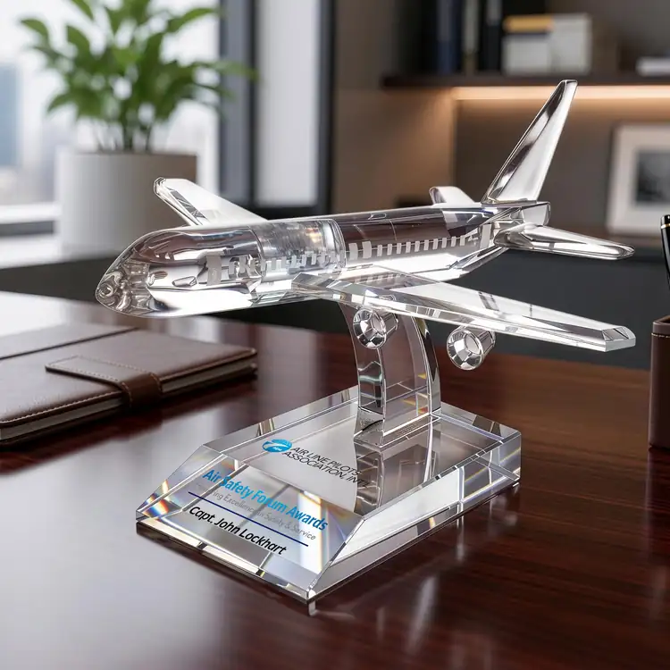 Airplane Optical Crystal Award - Multicolor #4