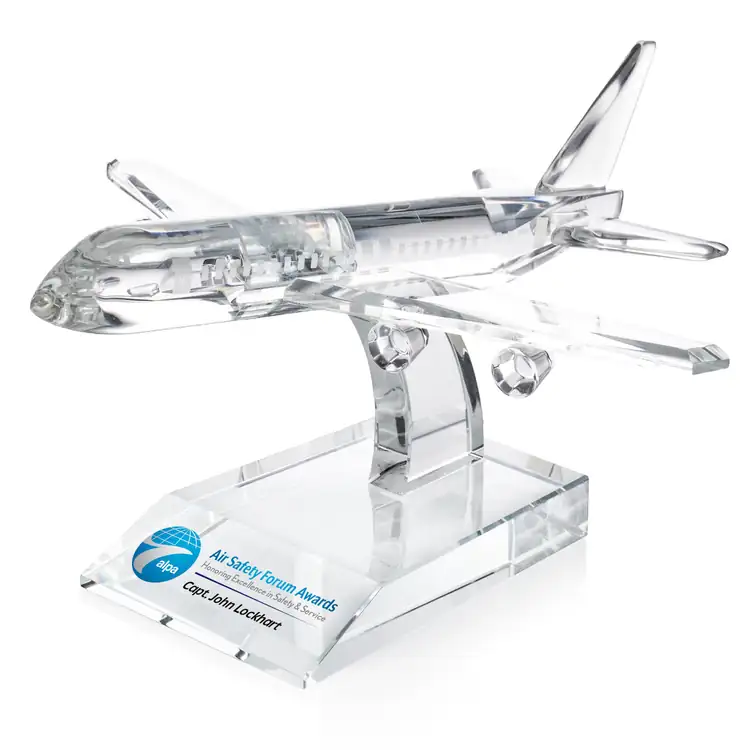 Airplane Optical Crystal Award - Multicolor