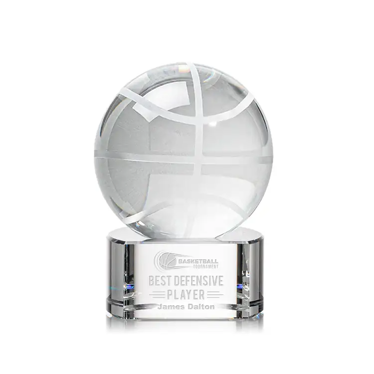 Basketball Crystal Award on Paragon Base - Laser Engraved #3