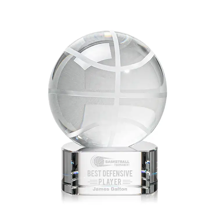Basketball Crystal Award on Paragon Base - Laser Engraved #4