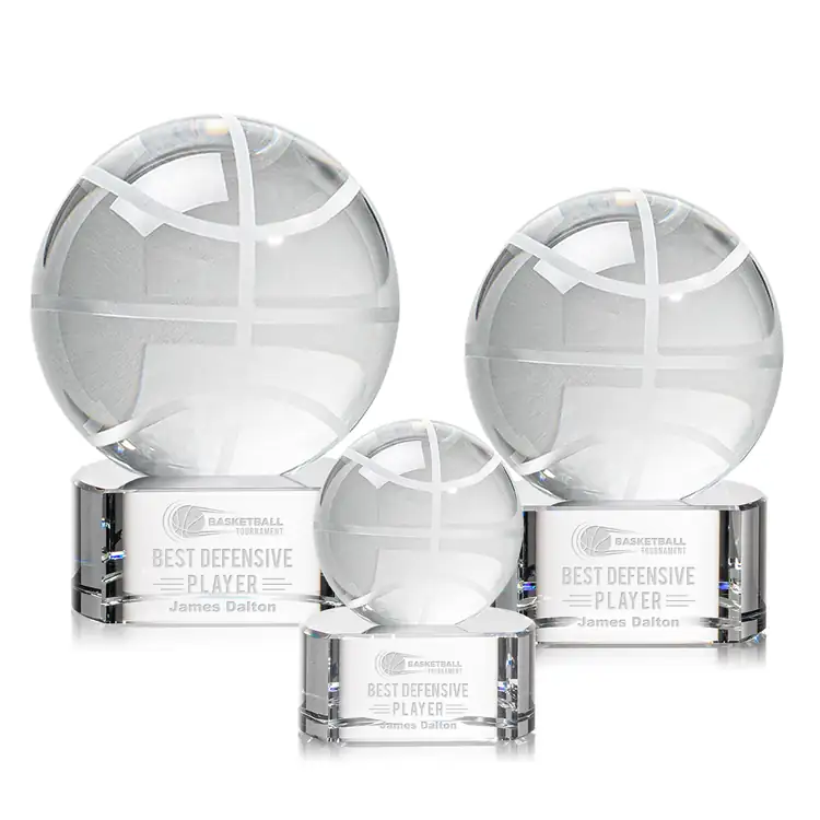 Basketball Crystal Award on Paragon Base - Laser Engraved