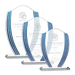 Trophée bouclier Margate en cristal Starfire aux accents bleus - Gravure