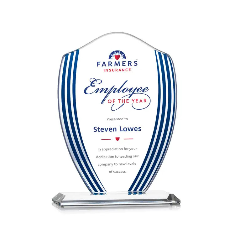 Trophée bouclier Margate en cristal Starfire aux accents bleus - Multicolore #2