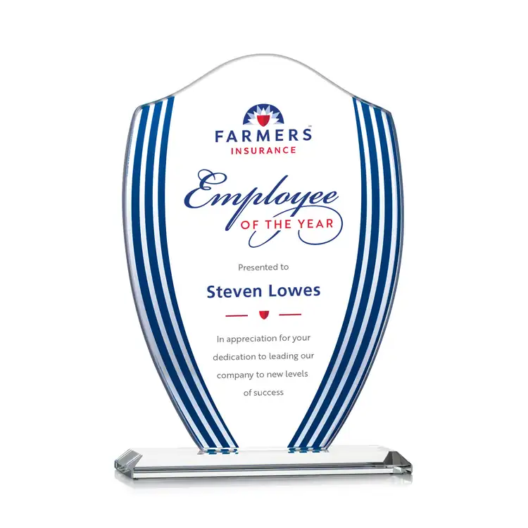 Trophée bouclier Margate en cristal Starfire aux accents bleus - Multicolore #3