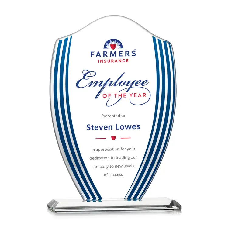 Trophée bouclier Margate en cristal Starfire aux accents bleus - Multicolore #4