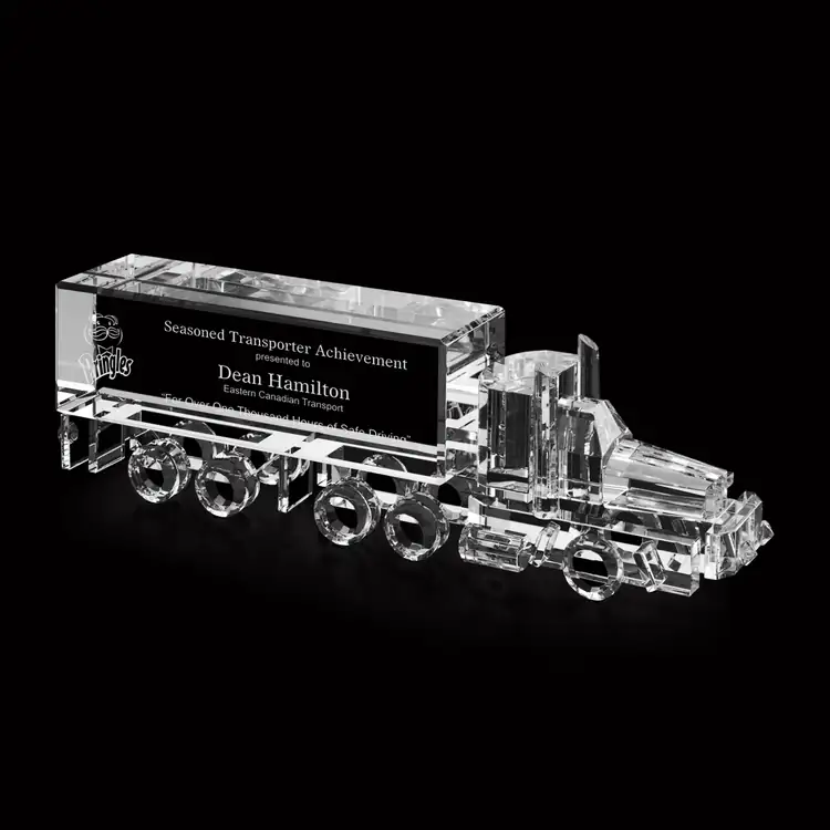 Big Rig Truck Crystal Award - Deep Etch #2