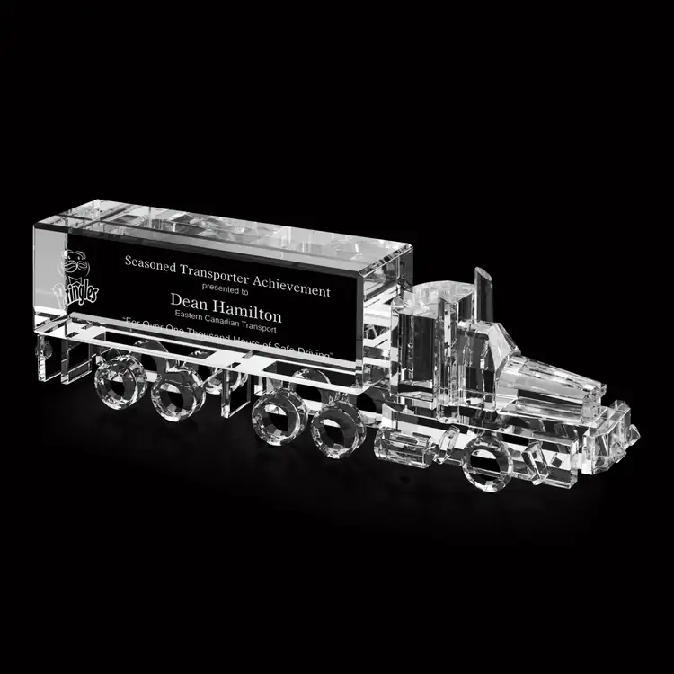 Big Rig Truck Crystal Award - Deep Etch #4