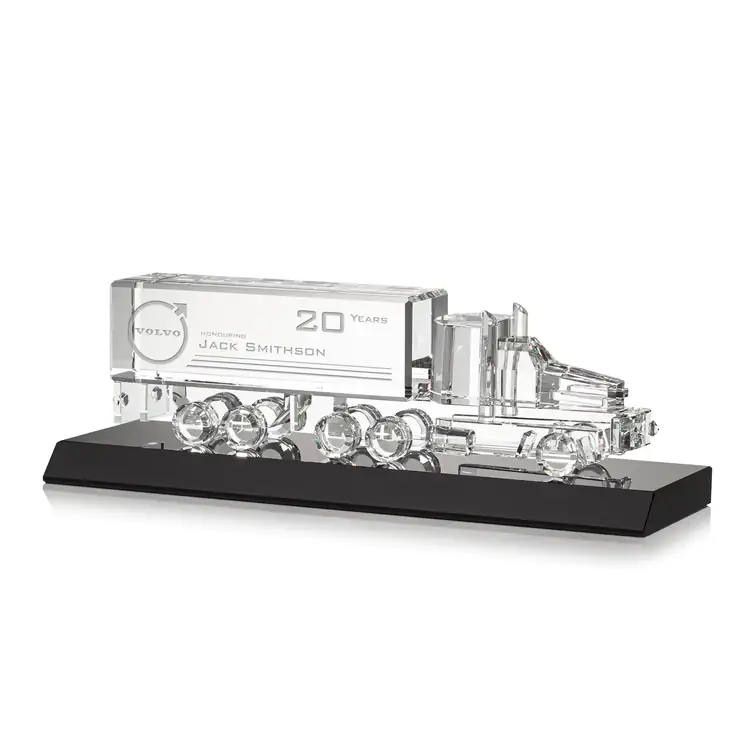 Crystal 18 Wheeler on Base - Optical Crystal - Engraved #3