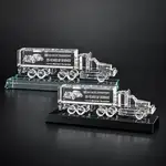 Trophée camion à 18 roues sur socle en cristal optique - Gravure 3D