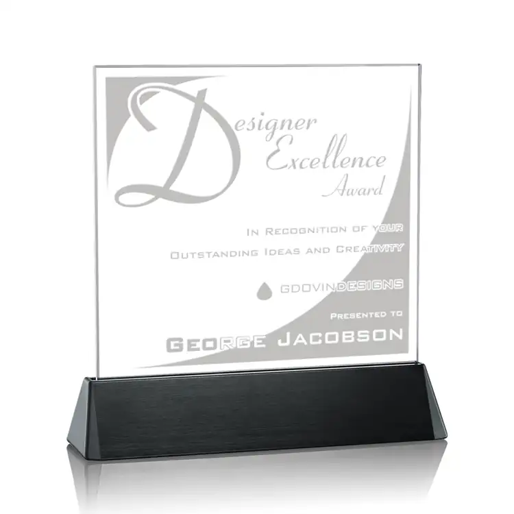 Sierra Square Starfire Crystal Award on Black Base #3