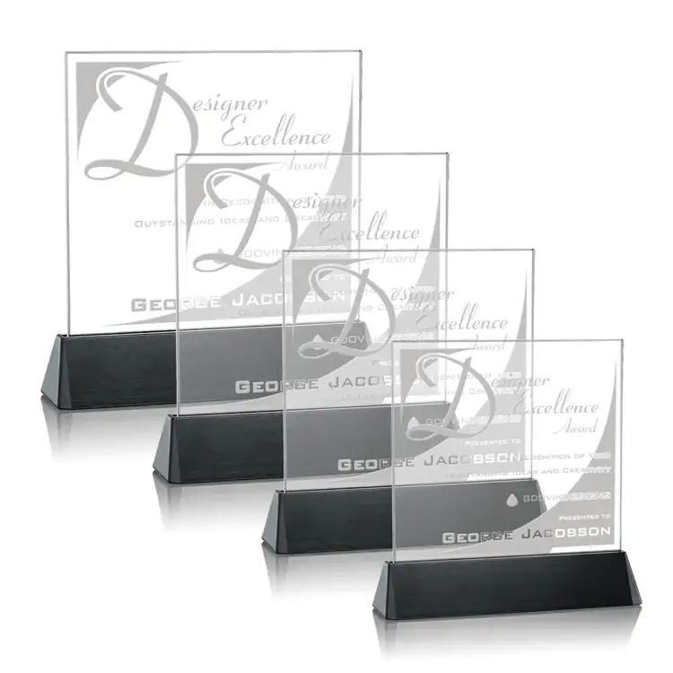 Sierra Square Starfire Crystal Award on Black Base