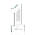 Trophée chiffre 1 en cristal optique
