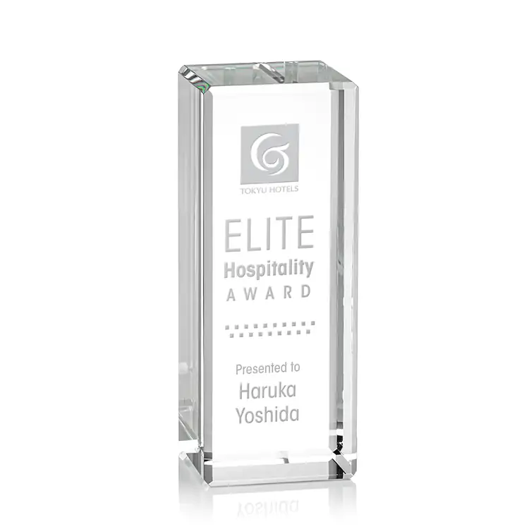 Robson Optical Crystal Column Award - Deep Etch #3
