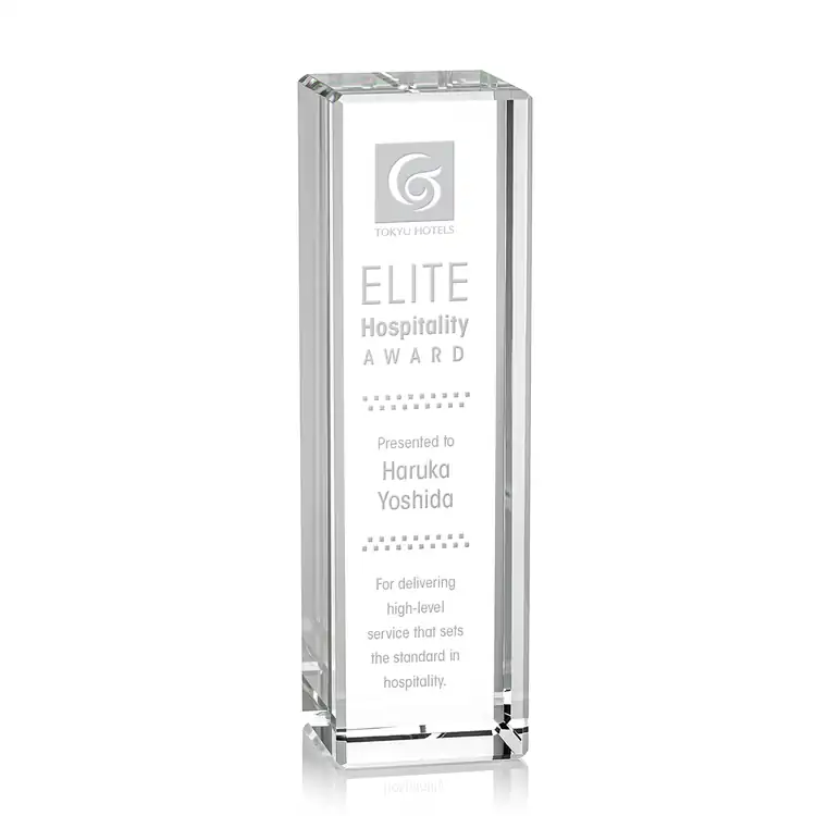 Robson Optical Crystal Column Award - Deep Etch #4