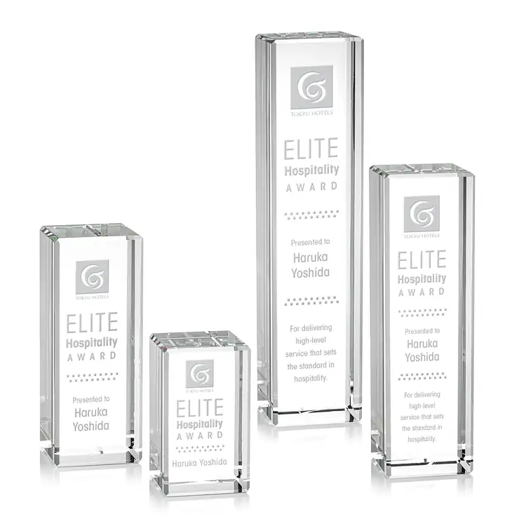 Robson Optical Crystal Column Award - Deep Etch
