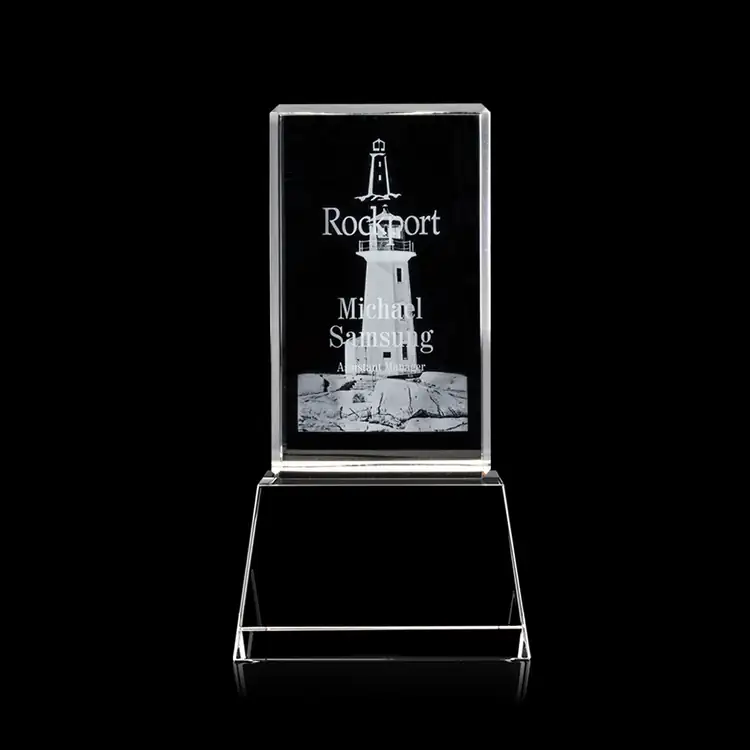Robson Optical Crystal Tower on Base Award - 3D Engraving #2