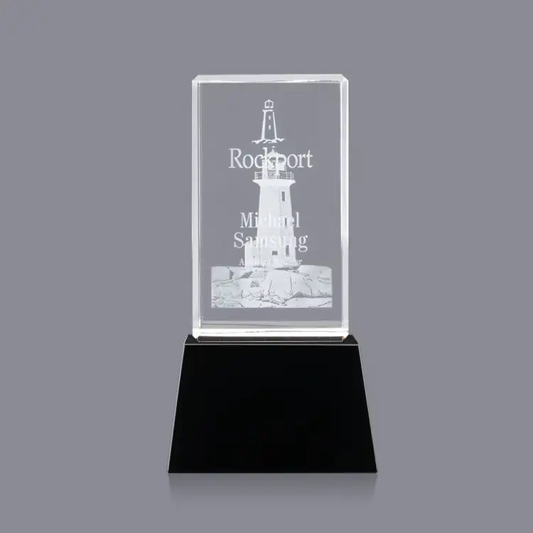 Robson Optical Crystal Tower on Base Award - 3D Engraving #3