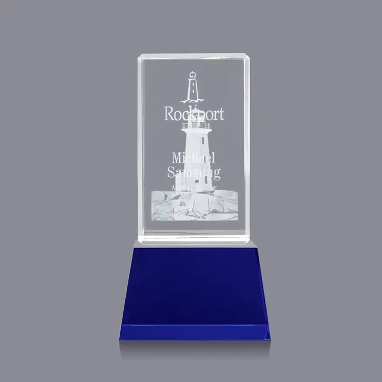 Robson Optical Crystal Tower on Base Award - 3D Engraving #4