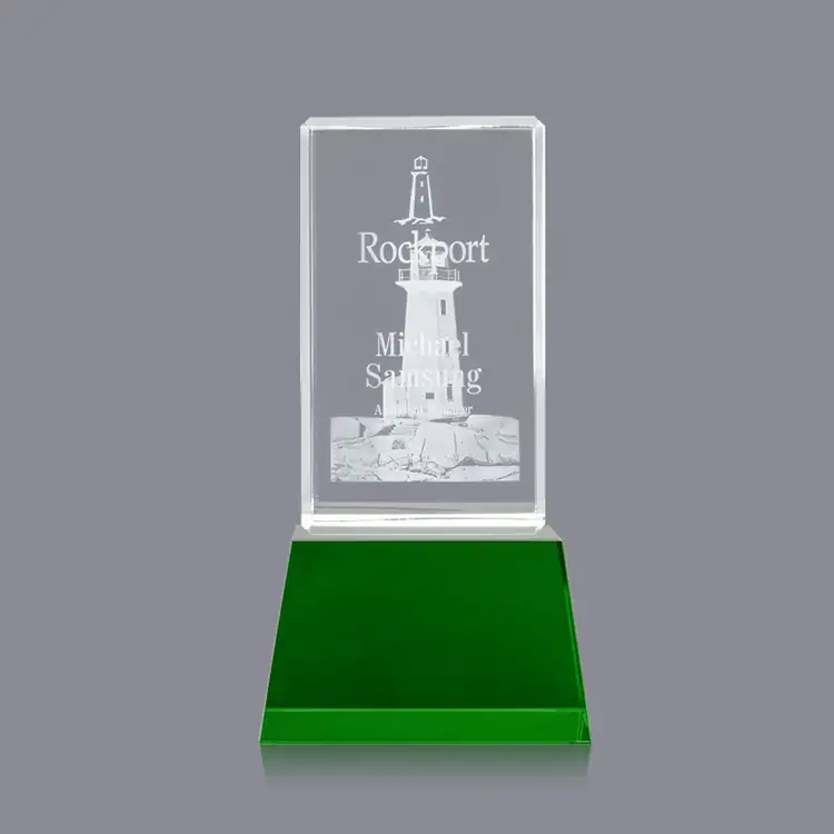 Robson Optical Crystal Tower on Base Award - 3D Engraving #5