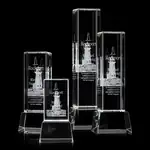 Trophée colonne Robson en cristal optique sur socle - Gravure 3D