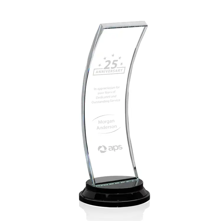 Trophée courbé Beckham en cristal Starfire - Gravure #2