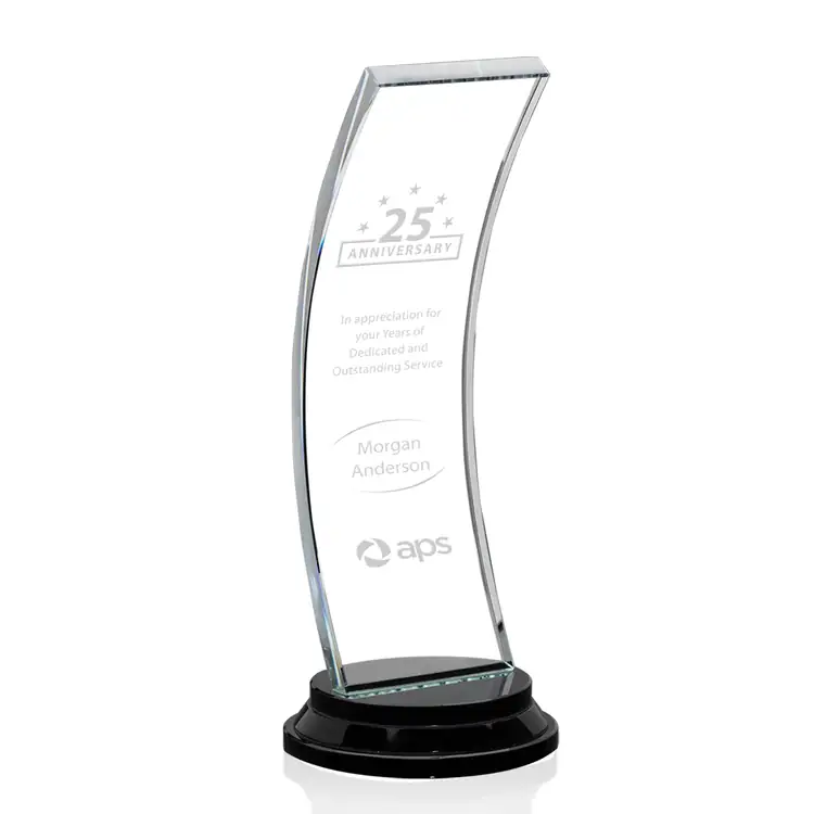 Trophée courbé Beckham en cristal Starfire - Gravure #3