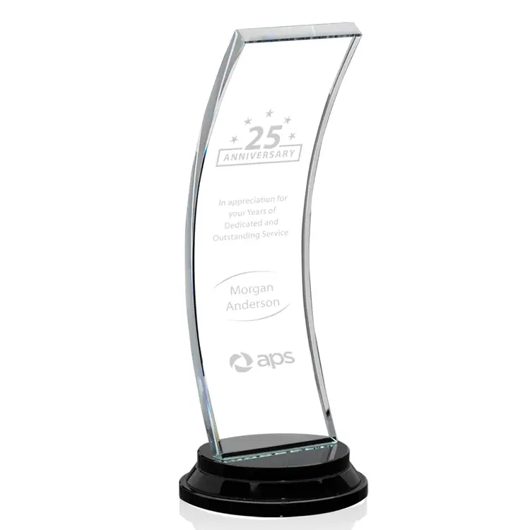 Trophée courbé Beckham en cristal Starfire - Gravure #4