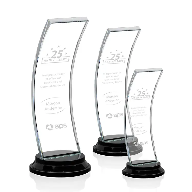Trophée courbé Beckham en cristal Starfire - Gravure