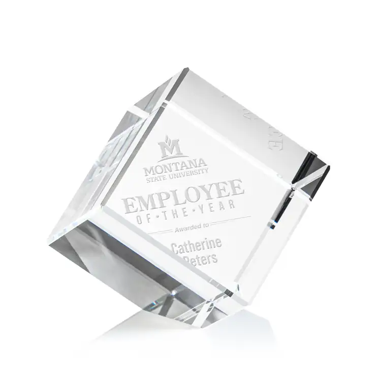 Burrill Optical Crystal Cube Award - Deep Etch #2