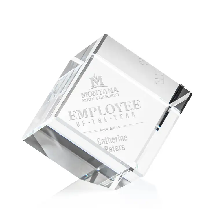 Burrill Optical Crystal Cube Award - Deep Etch #3