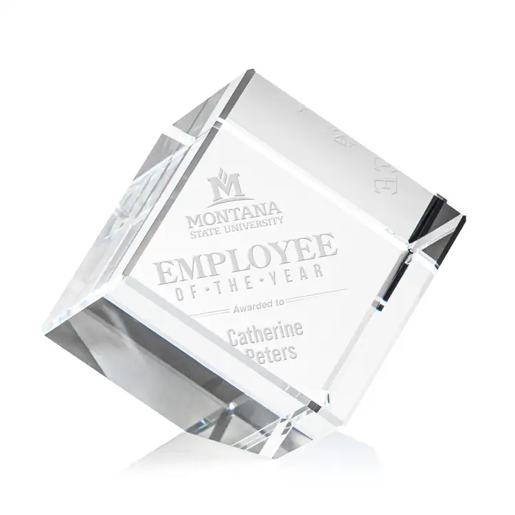 Burrill Optical Crystal Cube Award - Deep Etch #4